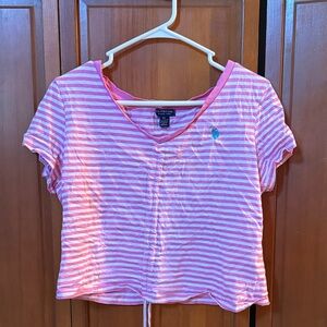 U.S. Polo Assn. Pink and White Striped Top